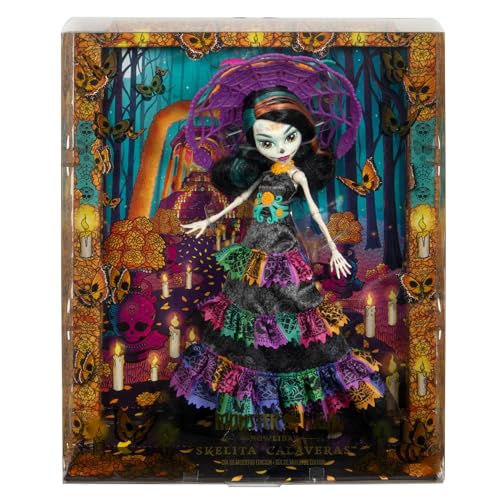 Monster High Doll, Skelita Calaveras Día De Muertos 2024 Howliday Collectible with La Catrina Hat, Papel Picado Dress, and Displayable Packaging