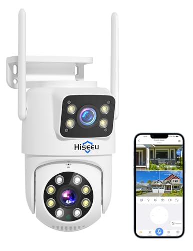 Hiseeu Wireless Security Camera System, 5G/2.4G WiFi, Dual Lens View, Full HD Color Night Vision, Smart Motion Detection, Auto Track,Two-Way Audio, 2K Home Safety Camera, 1TB HDD, No Monthly Fees
