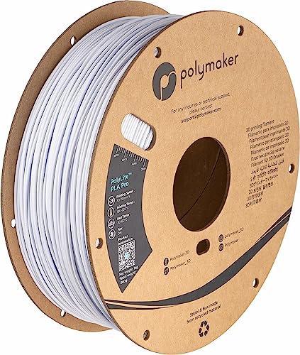 Polymaker PLA PRO Filament 1.75mm 1kg, Tough & High Rigidity White 3D Printing Filament, PolyLite PLA PRO 3D Printer Filament 1.75mm, Print with Most 3D Printers