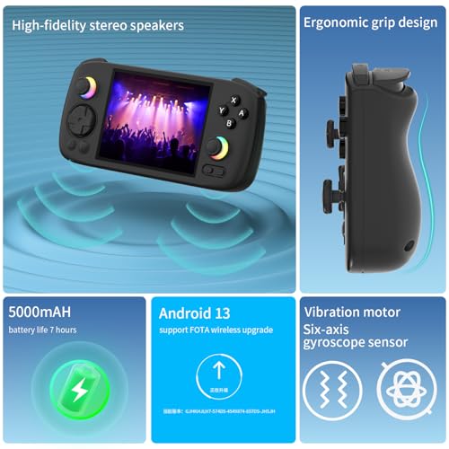 RG 406H Retro Handheld Game Console with 4-inch IPS Screen RGB Lighting Handheld Retro Gaming Console with Android 13 System and 128G TF Card 5000mAh Battery white