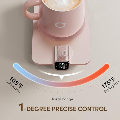 Coffee Mug Warmer Set, Temperature Control Smart Heated Mug for Desk, Electric Coffee Warmer with Auto Shut Off & Real-Time Temp Display, Gifts for Men Women, 15oz, Black