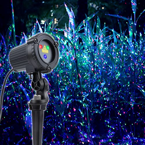 Laser Christmas Lights,Outdoor Garden Laser Lights Projector, Motion Star 3 Color Red Green Blue,Water Proof,Suitable for Outdoor Garden Decorative