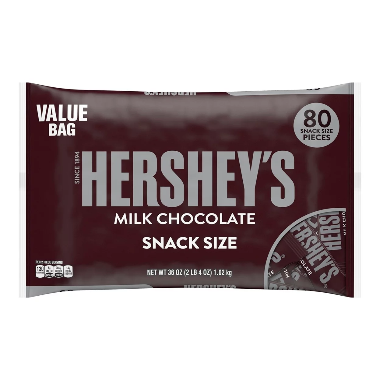 Hersheys Milk Chocolate Snack Size Bars (36 Ounce 80 Count)