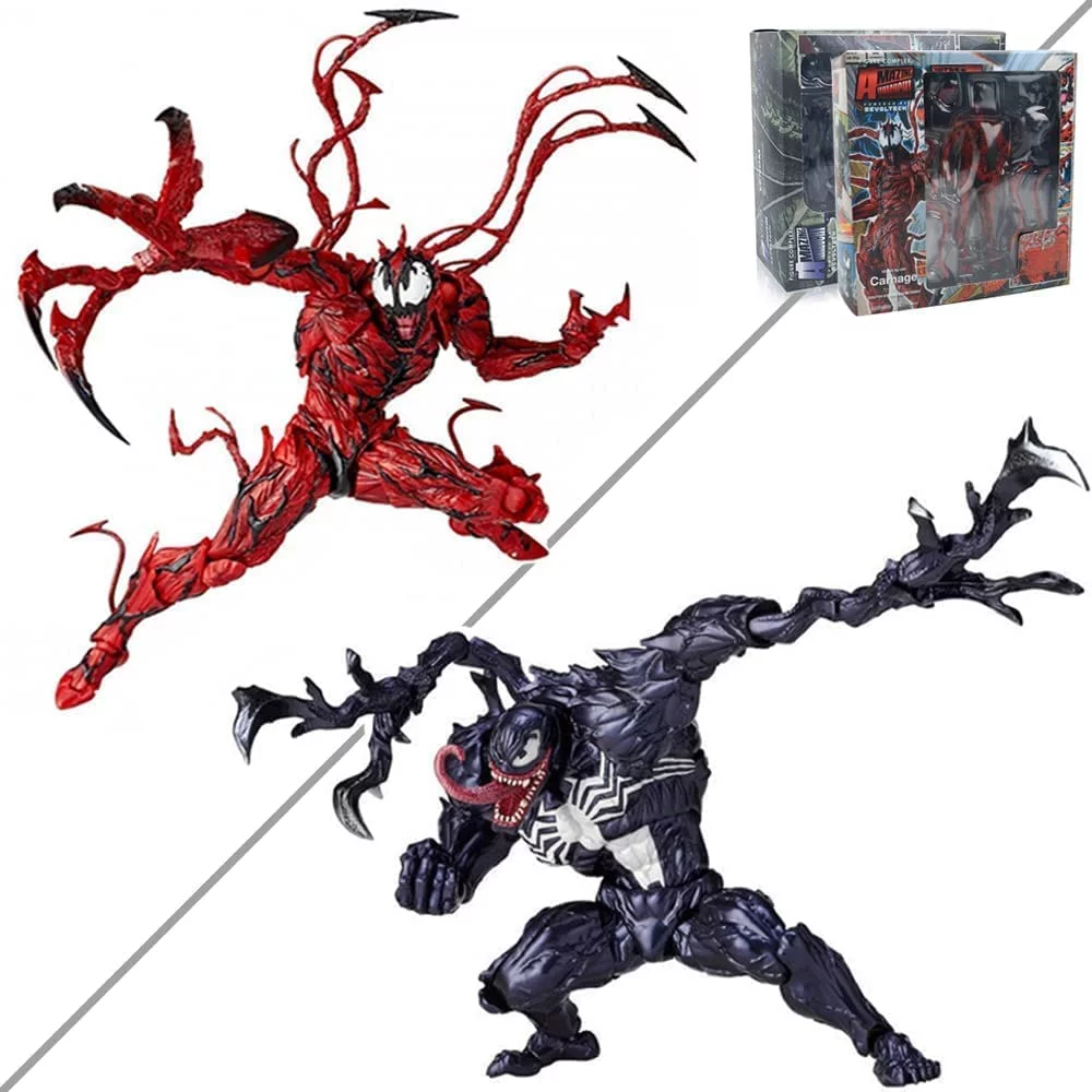 EROCK Venom Legends Series - Carnage Action Figure -7inch Carnage Venom Toy Action Figure Anime, Collectible Figures Venom Statue Toy Action Figures Toy Decoration Ornaments Gift (Venom 2 + Carnage 2)