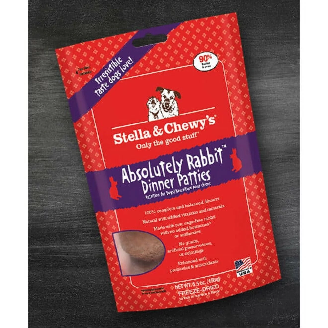 Stella & Chewy's Freeze-Dried Raw Absolutely Rabbit Dinner Patties Grain-Free Dog Food, 14 oz bag