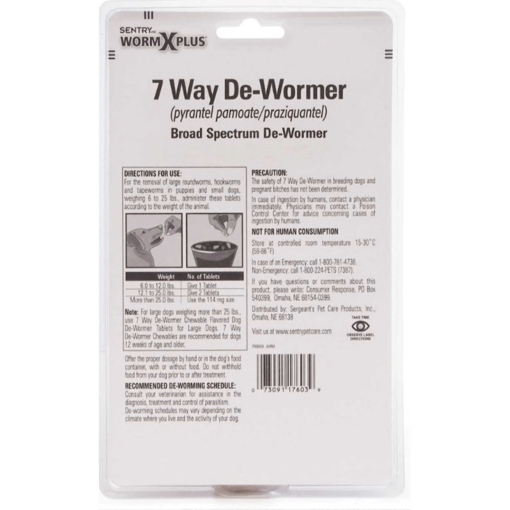 Sentry Worm X Plus 7 Way De-Wormer Broad Spectrum for Puppies and Small Dogs