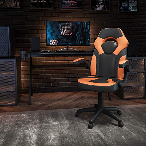 Flash Furniture X10 High-Back LeatherSoft Racing Style Gaming Chair with Flip-Up Arms, Ergonomic Padded Swivel Computer Chair, Blue/Black