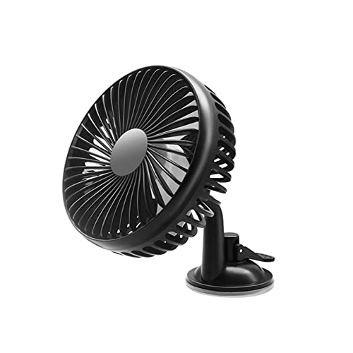 Pack-1 Car Fan, Electric Auto Cooling Fan for Dashboard & Windshield, Suction Cup Cooling Air Fan, Speed Regulation USB Powered Portable Vehicle Fan, Vehicles Universal Powerful Fan (Black)
