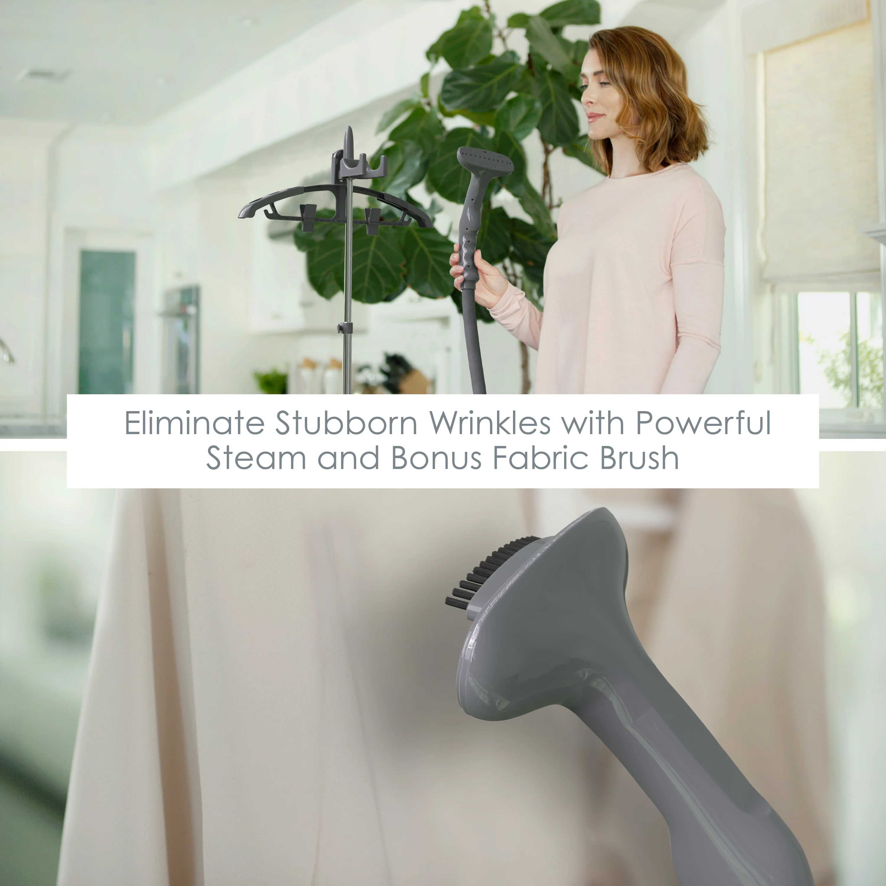 Pure Enrichment PureSteam XL Standing Steamer with Garment Hanger - Heats in 45 Seconds with 0.5-Gallon Water Tank for 1 Hour Continuous Steaming - Includes Fabric Brush and Easy-roll Wheels