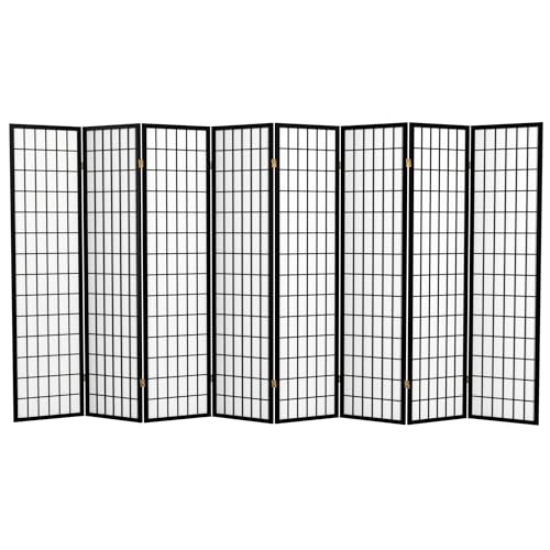 Red Lantern 6 ft. Tall Window Pane Shoji Screen-Natural-4 Panels Room Divider