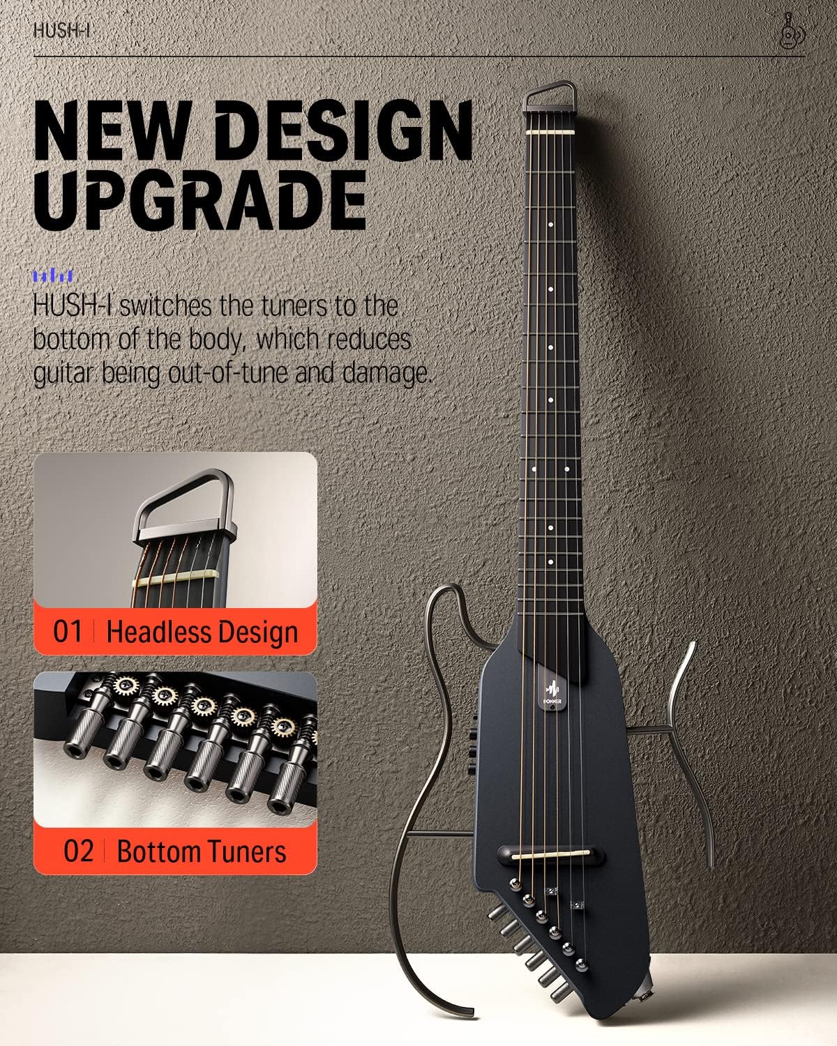 Donner Hush I Travel Guitar Portable Acoustic Guitar-Reverb Guitar Pedal