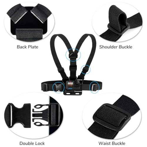 Sametop Chest Mount Strap Harness Chesty Body Mount Compatible with GoPro Hero 12, 11, 10, 9, 8, 7, 6, 5, 4, Session, 3+, 3, 2, 1, Max, Hero (2018), AKASO, DJI Osmo Action Cameras