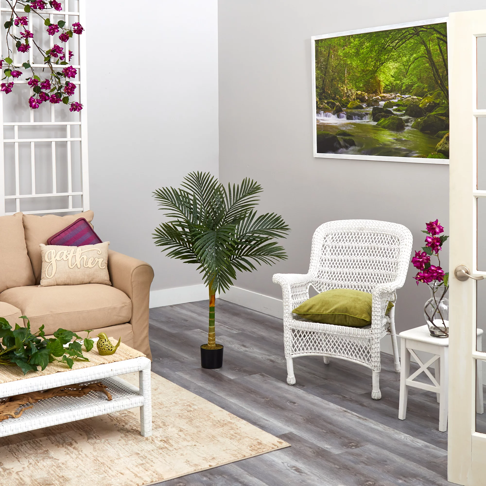 Nearly Natural 4ft. Single Stalk Golden Cane Artificial Palm Tree