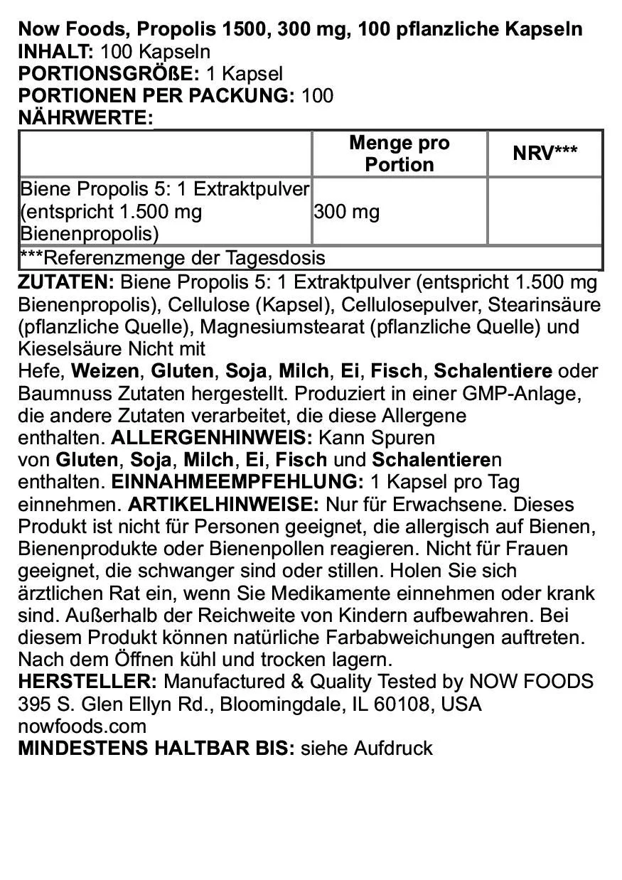 Now Foods Propolis 1500 mg 100 capsules (Pack of 3)