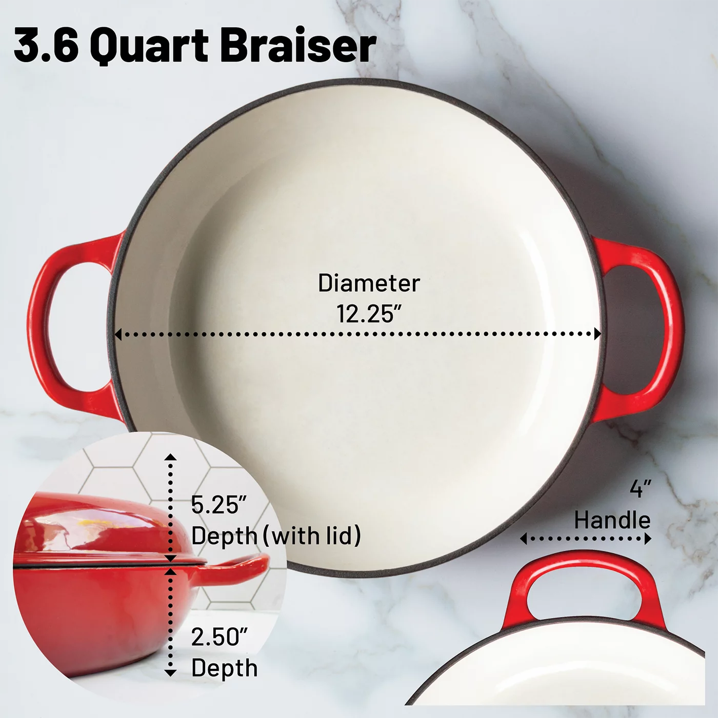 Backcountry Iron Enameled 3.5 Quart Signature Cast Iron Braiser with Lid