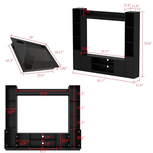 Homsee 4-in-1 Wall Unit TV Stand with Bookshelves for TVs up to 65