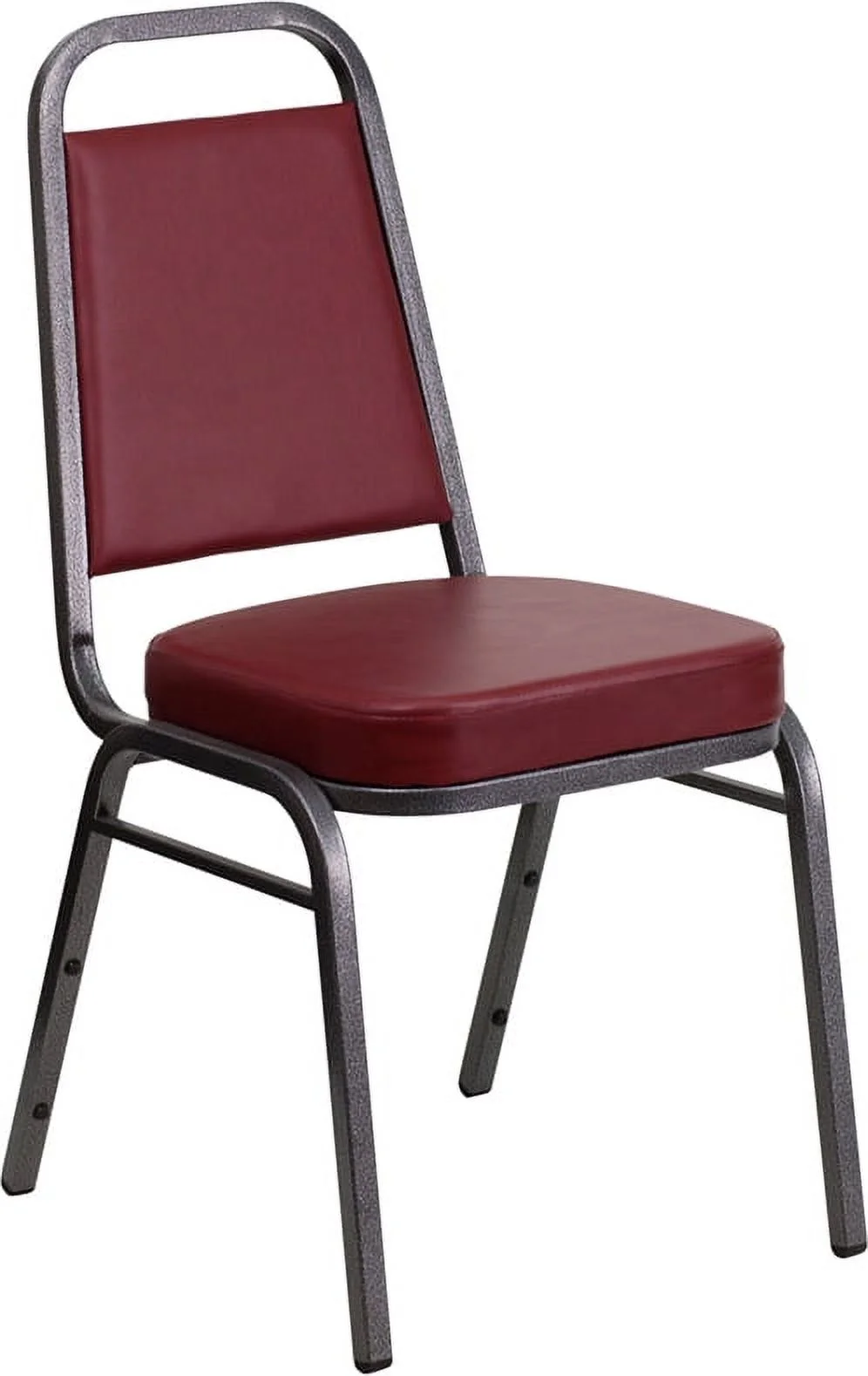 Flash Furniture HERCULES Series Trapezoidal Back Stacking Banquet Chair in Burgundy Vinyl - Silver Vein Frame
