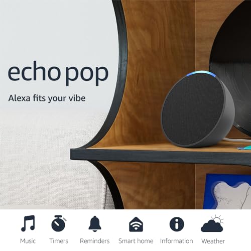 Amazon Echo Pop (newest model), Our smallest Alexa speaker, Fits in any room, Lavender Bloom