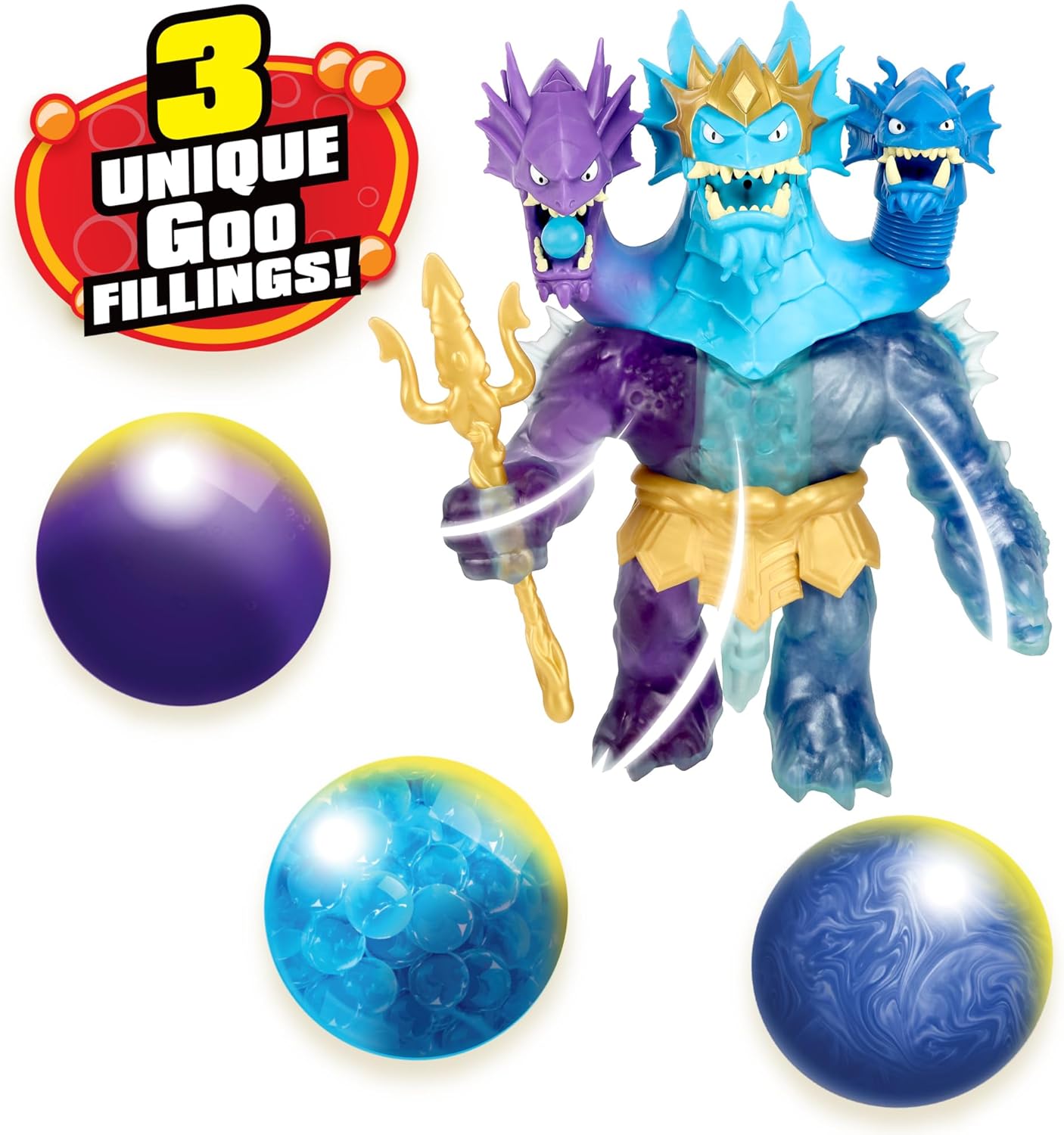 Heroes of Goo Jit Zu Deep Goo Sea King Hydra Figure with Triple Attack 3 in 1 Goo Power. Plus Light and Sound Battle Action!