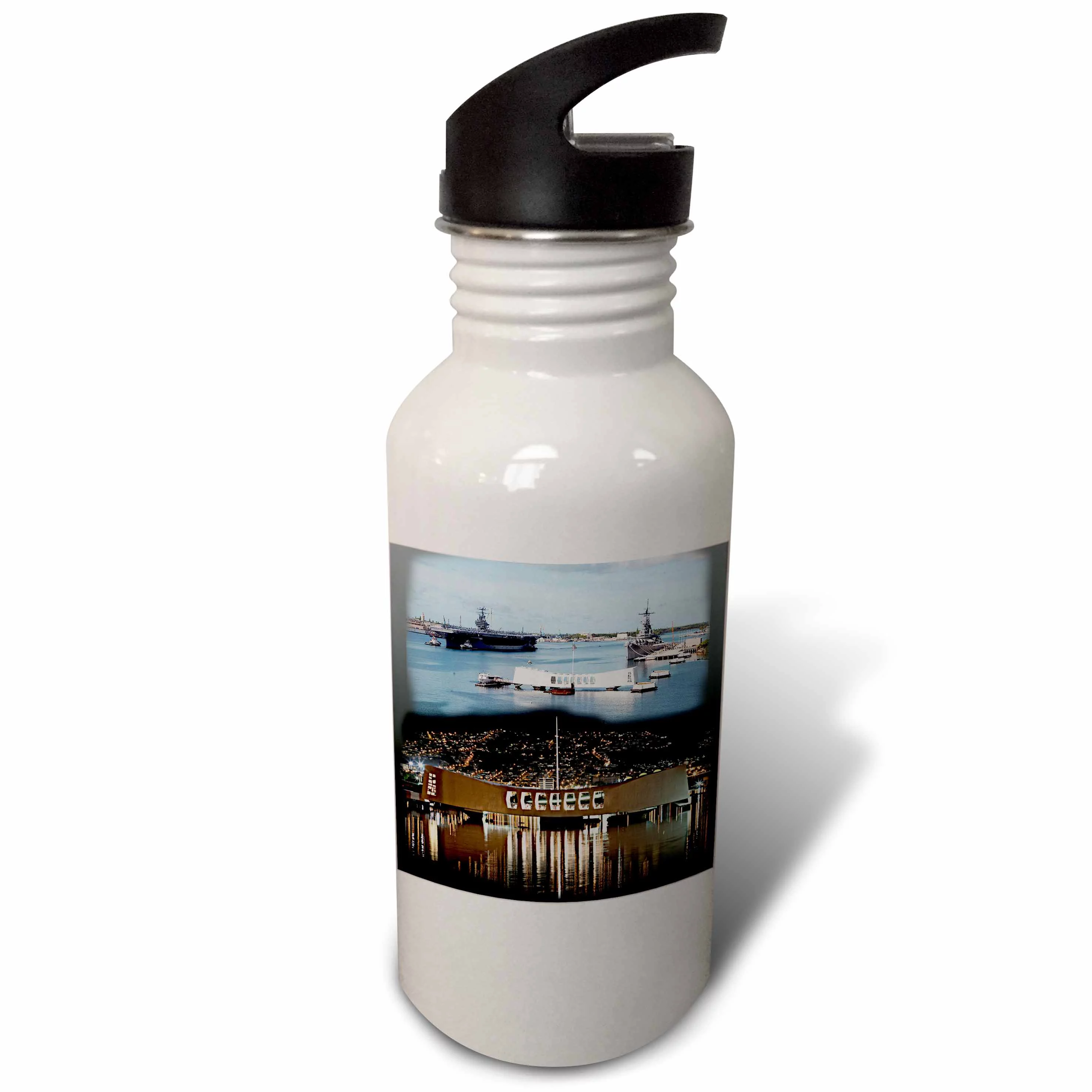 USS Abraham Lincoln, USS Arizona Memorial (Day and Night) Pearl Harbor 21 oz Sports Water Bottle wb-107070-1
