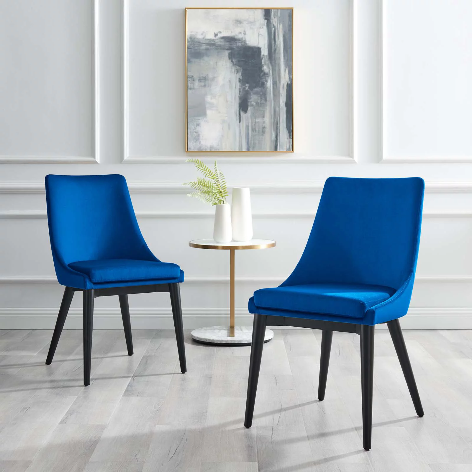 Side Dining Chair, Blue Navy, Velvet, Modern Contemporary, Kitchen Room Cafe Bistro Restaurant Hospitality