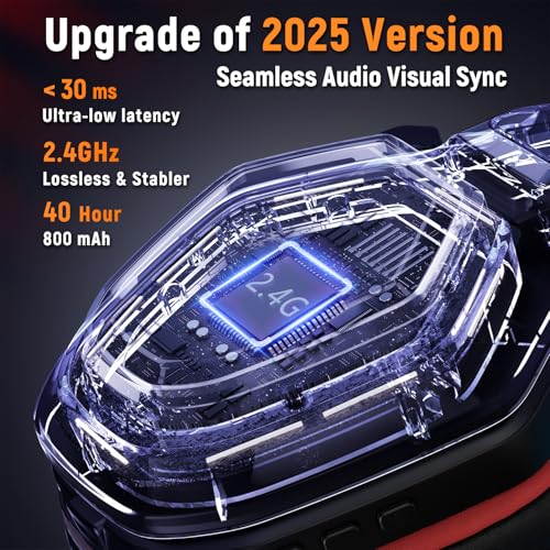 2.4GHz Wireless Gaming Headset for PC, Ps5, Ps4 - Lossless Audio USB & Type-C Ultra Stable Gaming Headphones with Flip Microphone, 40-Hr Battery Gamer Headset for Switch, Laptop, Mobile, Mac