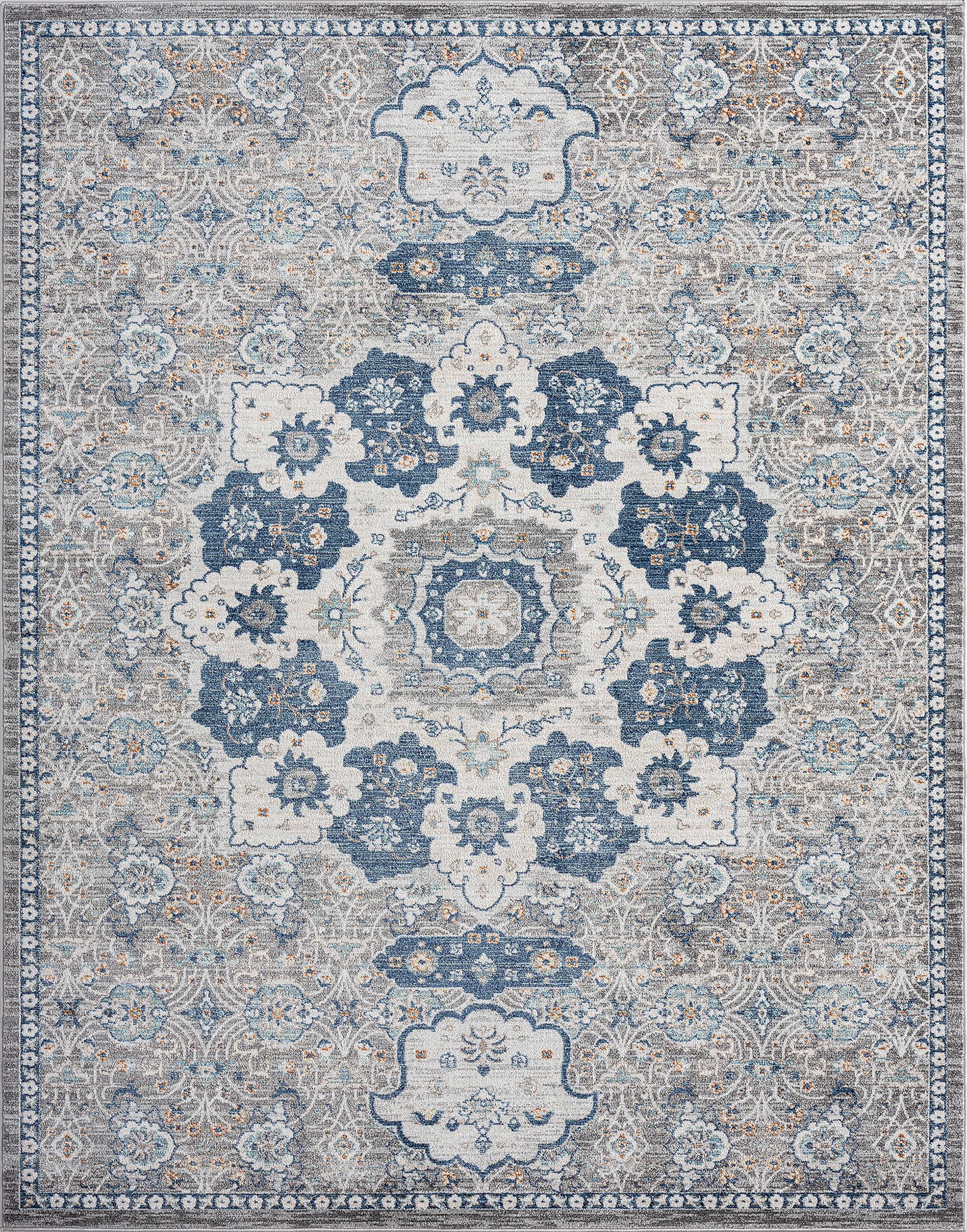 Traditional 9x12 Area Rug (8'10'' x 12'2'') Oriental Gray, Cream Living Room Easy to Clean