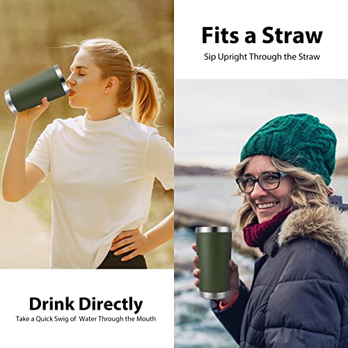 DOMICARE 20oz Stainless Steel Tumbler Bulk with Lid, Double Wall Vacuum Insulated Travel Mug, Powder Coated Coffee Cup, Powder Black, 8 Pack