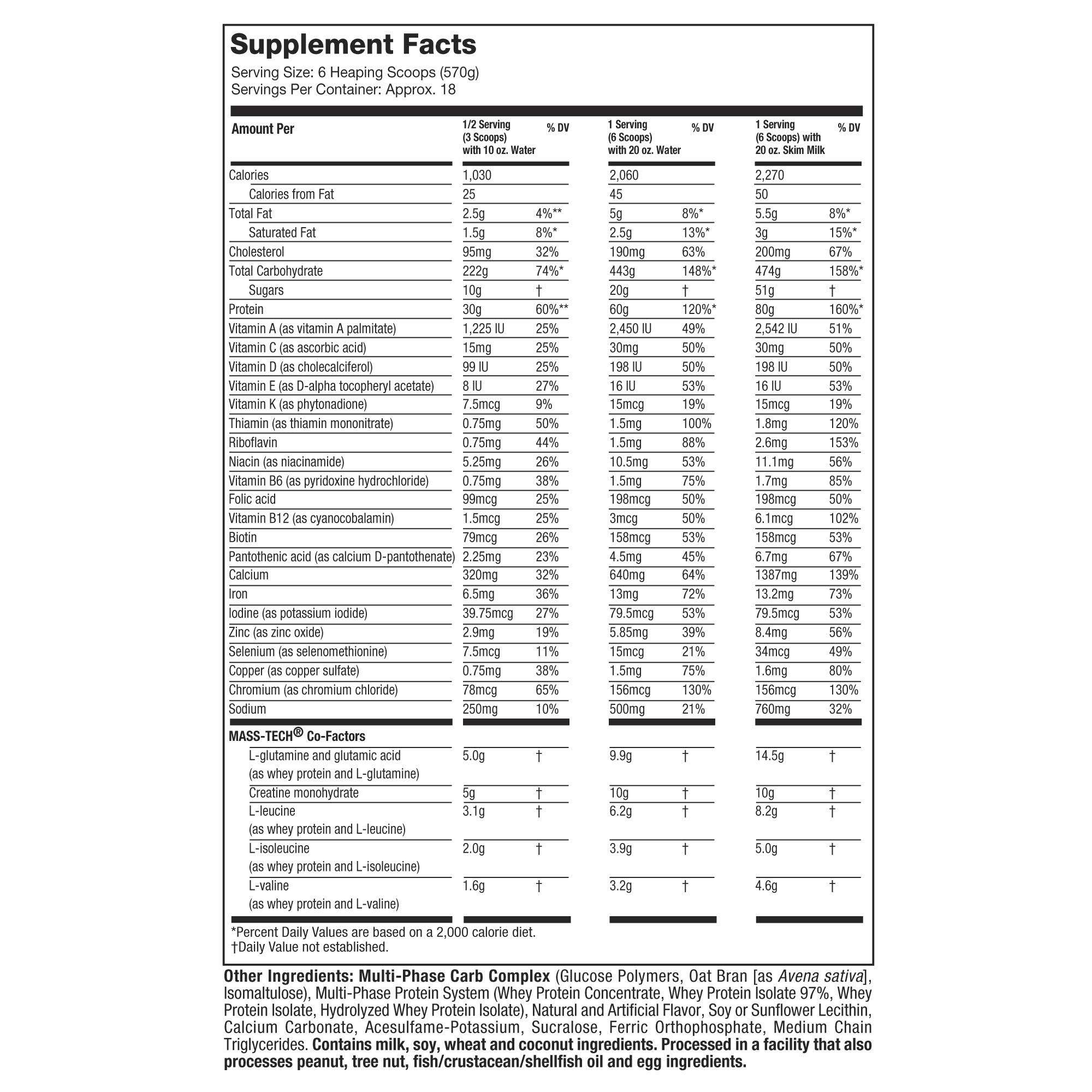 MuscleTech Mass Tech Extreme Milkshake Weight Gainer, Vanilla - 22 lb tub