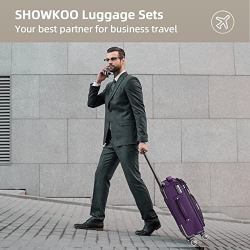 SHOWKOO Luggage Sets 3 Piece Softside Expandable Lightweight Durable Suitcase Sets Double Spinner Wheels TSA Lock Armygreen (20in/24in/28in)