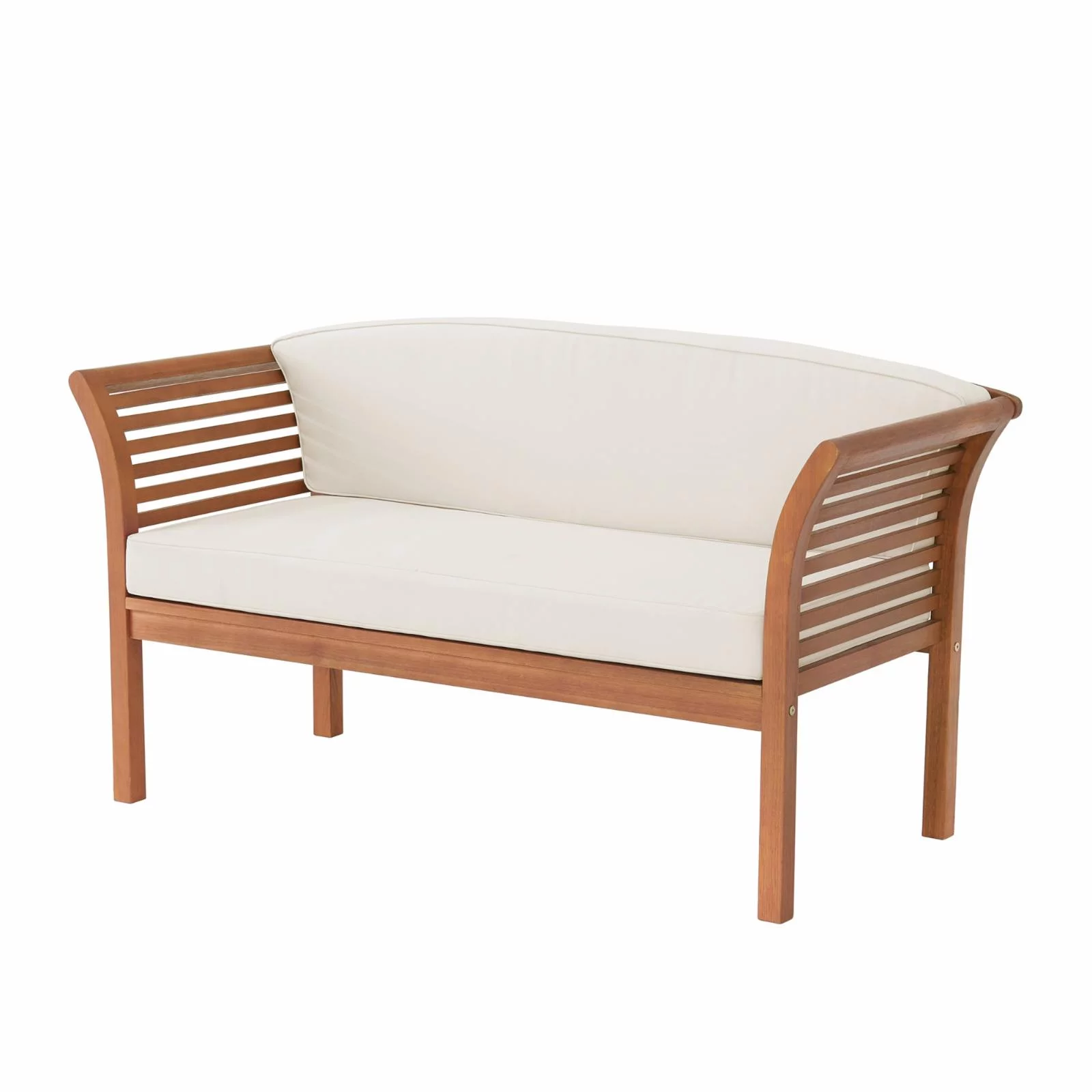 Alaterre Furniture Stamford Eucalyptus Wood Outdoor Bench with Cushions, Natural
