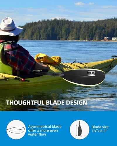 OCEANBROAD Adjustable Fishing Kayak Paddle - 94in/240cm-98in/250cm-102in/260cm Aluminum Alloy Shaft with Paddle Leash