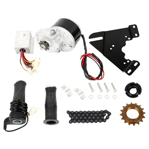 24V DC Brushed Motor Complete Kit, 250W 330RPM E-Bike Conversion Kit w/Controller & Chain, Electric Scooter Bicycle Engine for Modified Bicycle Small Motorcycle