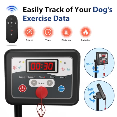 CIIHI Dog Treadmill for Medium Small Dogs - 265lbs Weight Capacity Pet Running Machine with 360° Rotatable Display - 2 in 1 Treadmill for Pet Fitness with Move Wheels and Remote Control