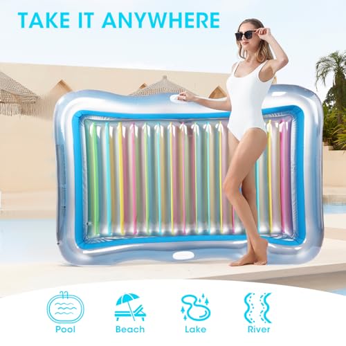 Inflatable Adult Pool Lounger Float - BAIAI Large Beach Sun Tanning Floaty Raft Sunbathing Water Lounge Floaties Tub with Drink Holder - Blow Up River & Lake Suntan Floating Swimming Mattress Mat(L)