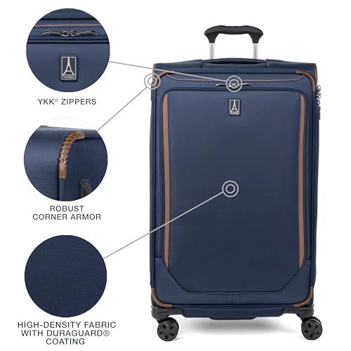 Travelpro Crew Classic Lightweight Softside Expandable Checked Luggage, 8 Wheel Spinner Suitcase, TSA Lock, Men and Women, Checked Large 29-Inch, Patriot Blue