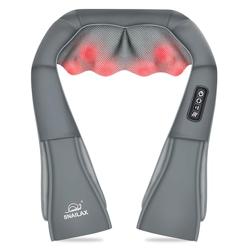 Snailax Shiatsu Neck and Shoulder Massager - Back Massager with Heat, Deep Kneading Electric Massage Pillow for Neck, Back, Shoulder,Foot,Body