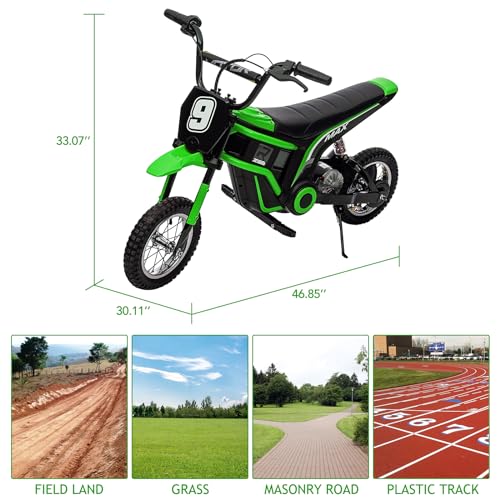 Electric-Powered Dirt Bike for Kids 8-12,14.29 MPH,350W Motorbike for Kids, 24 V Motorcycle with 3-Speed Modes, 13.7 Miles Long-Range, Twist-Grip Throttle & Hand-Operated Rear Brake,Red9
