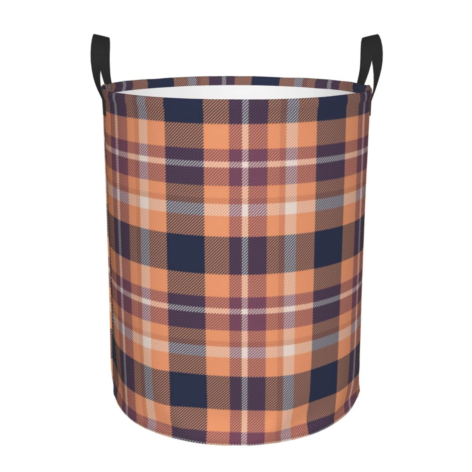 TEQUAN Waterproof Laundry Hampers, Retro African Style Plaid Pattern Clothes Storage Basket with Handle (S)