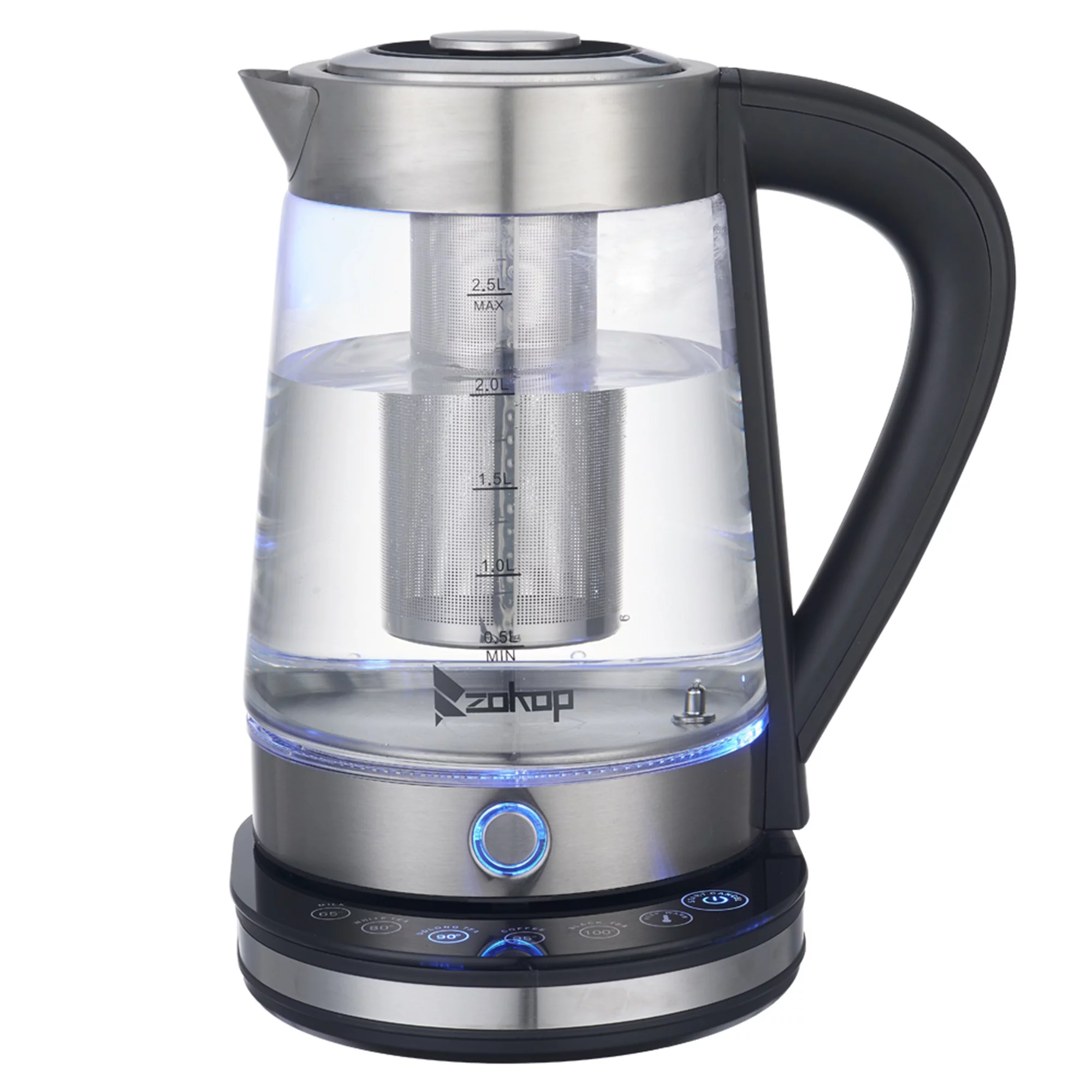 Seyurigaoka Black Household Electric Glass Kettle 2.5L Stainless Steel Kettle