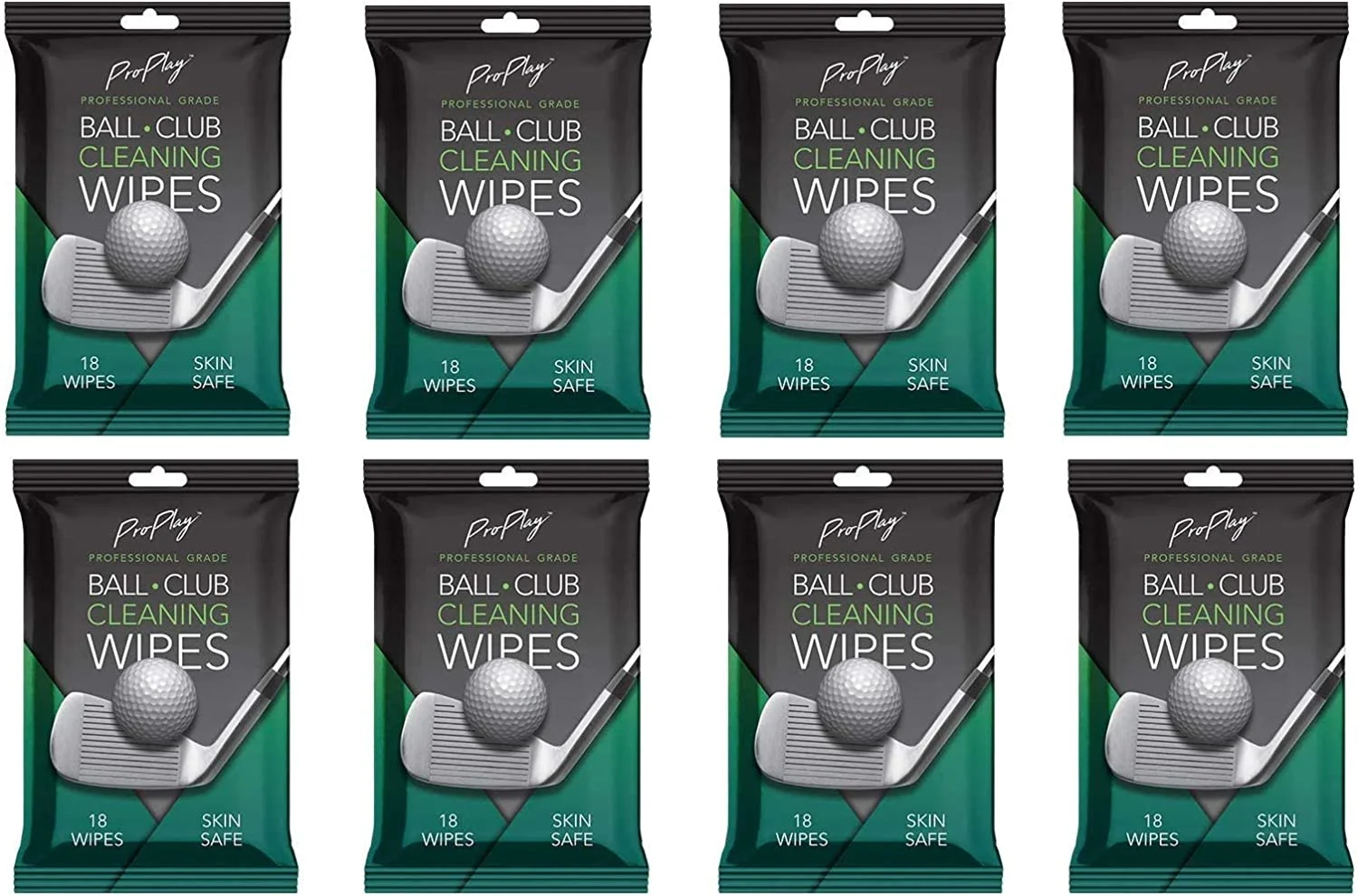 ProPlay Ball & Club Cleaning Wipes | Powerful Cleaner Removes Dirt, Grass, and Sand | Convenient, Resealable Pack - Unscented 8 Pack