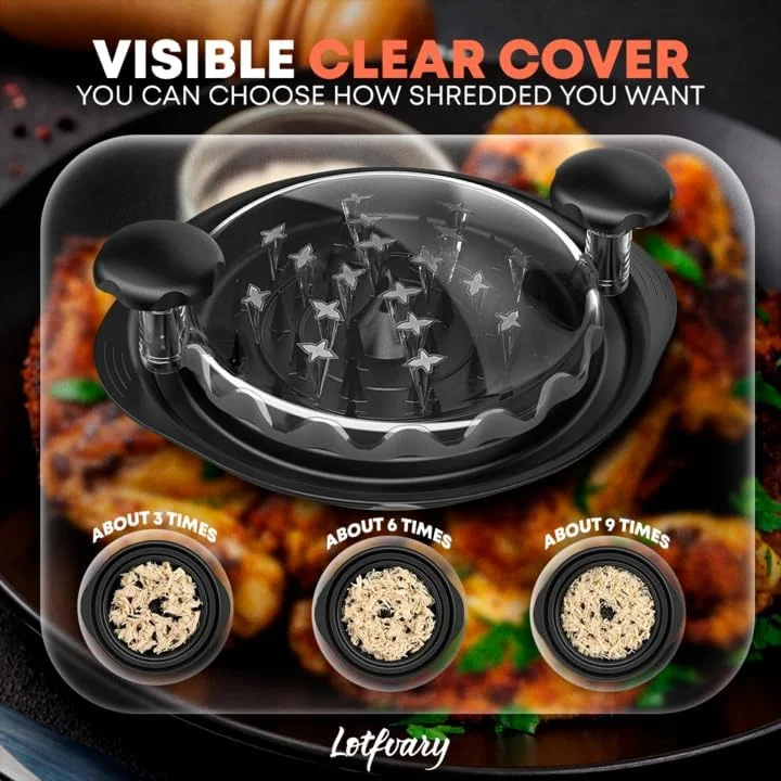 Chicken Shredder, 11”Perfect for Chicken Breast and Pulled Pork - Tool Twist for safe Meat Shredder - Including Tong and Anti Slip mat for full Food Shredder Set - Dishwasher Safe - Heat Resistant