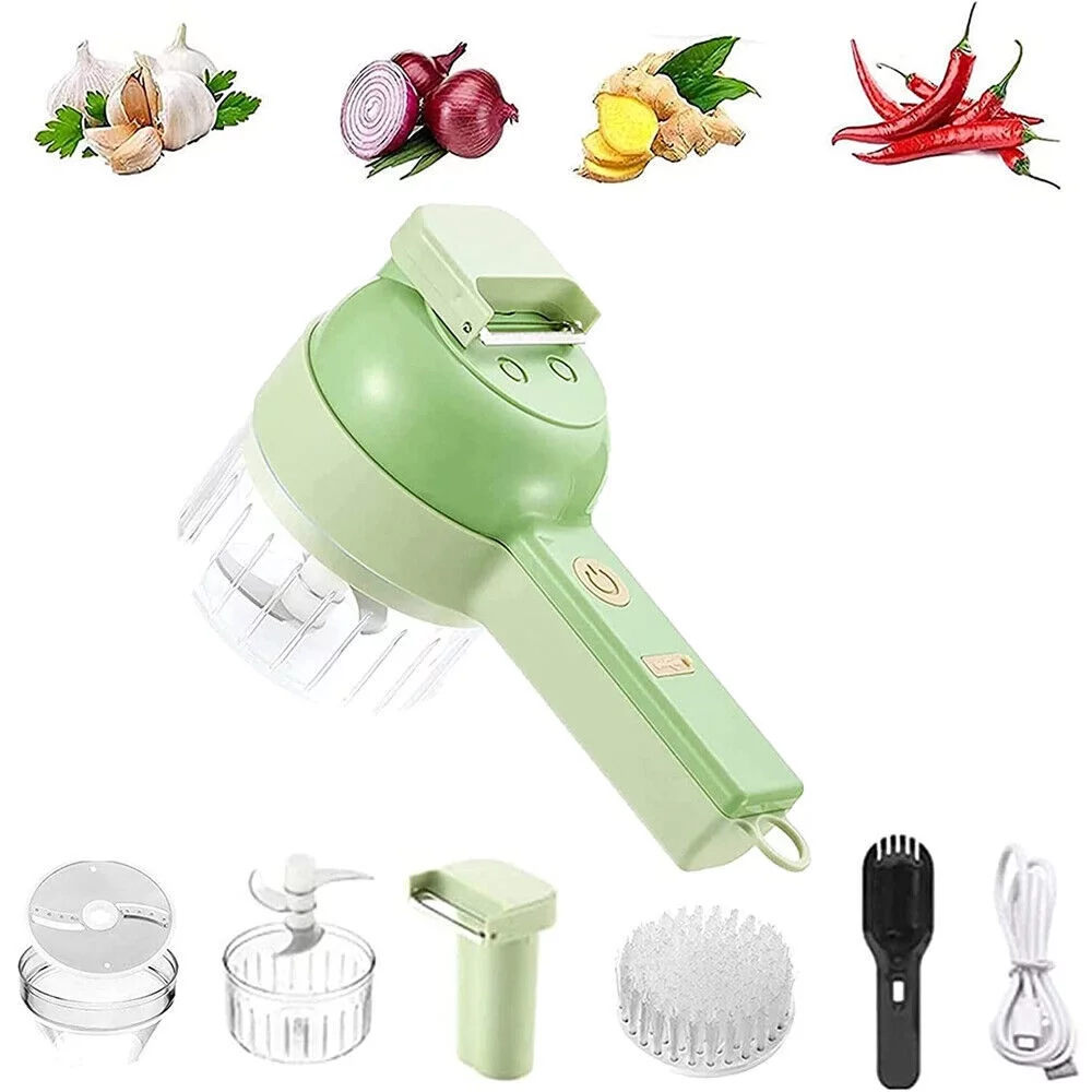 4 in 1 Mini Handheld Electric Vegetable Cutter Set Wireless Food Chopper Grinder Food Processor
