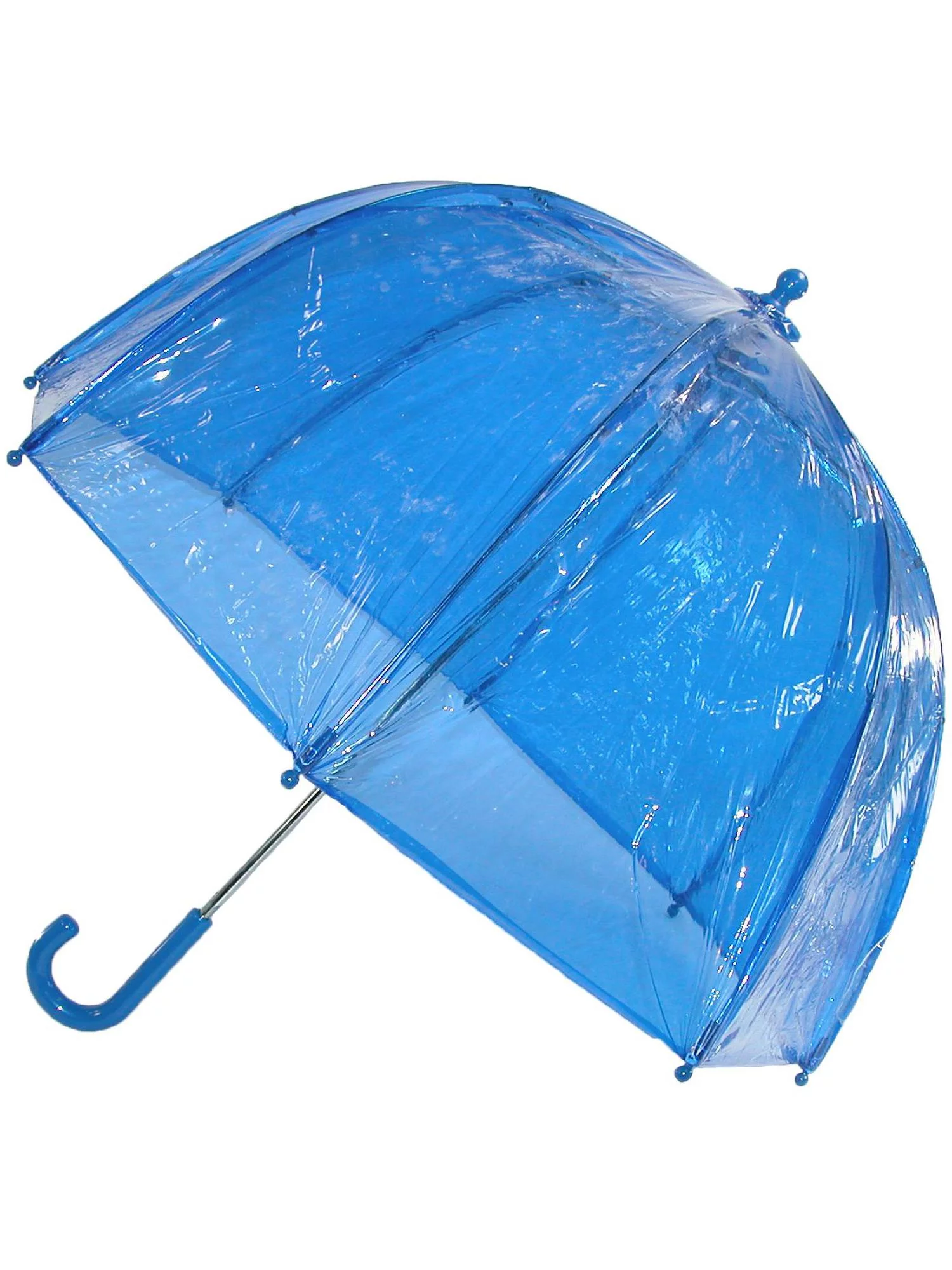 Kids Vinyl Pinch-Proof Clear Bubble Umbrella, Blue
