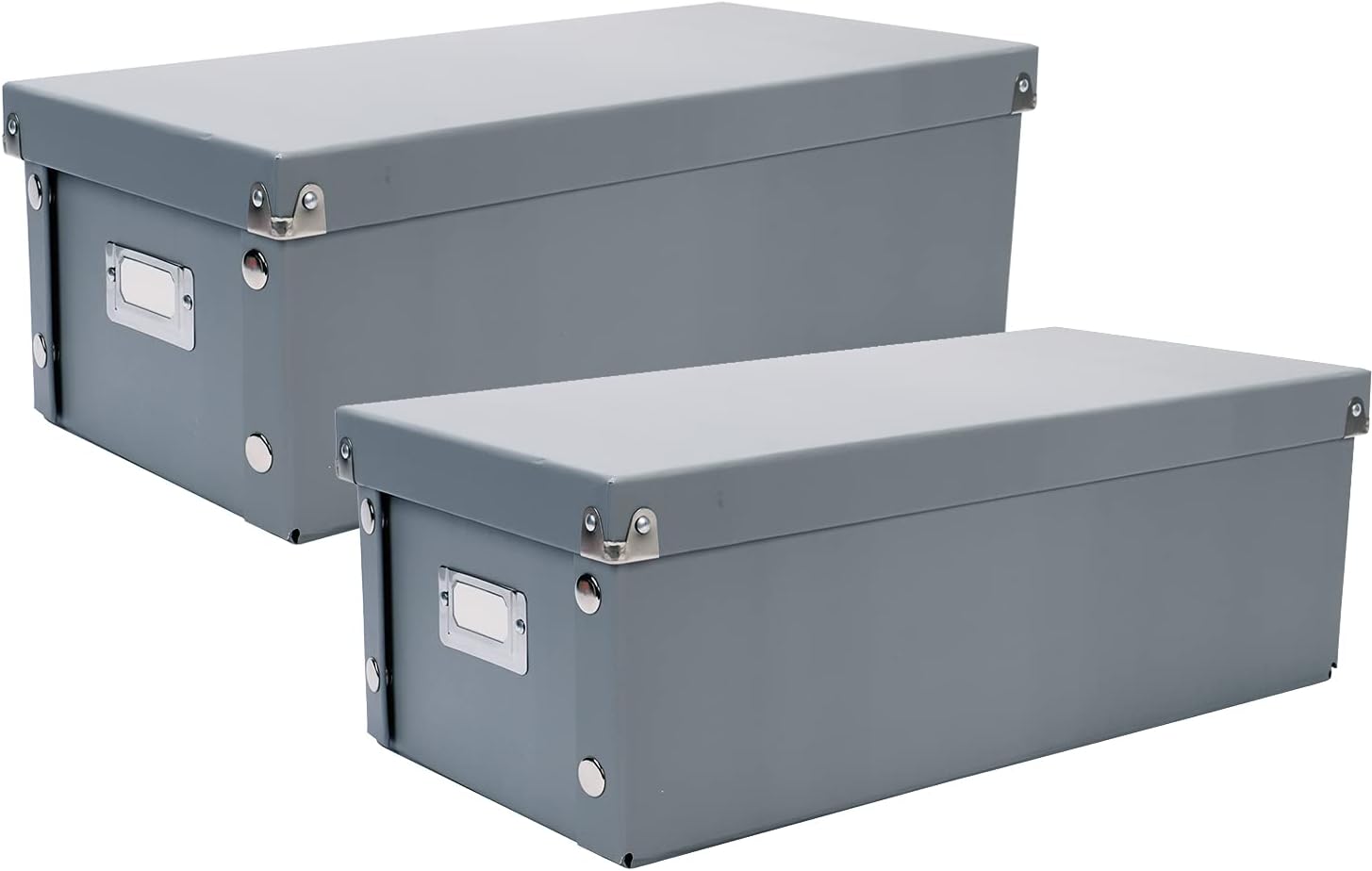 Snap-N-Store DVD Storage Box - 2 Pack - Durable 6 x 8.2 x 16.5 Inch Movie Disc Holders with Lids to Store up to 52 DVD Cases - Ultimate Gray