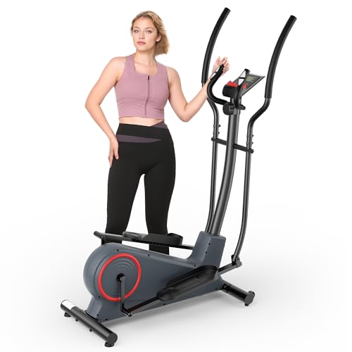 Elliptical Exercise Machine Elliptical Machine for Home with 8 Levels Adjustable Resistance LCD Monitor Pulse Monitor 13IN Stride 300 LBS Weight Capacity Hyper-Quiet Fitness