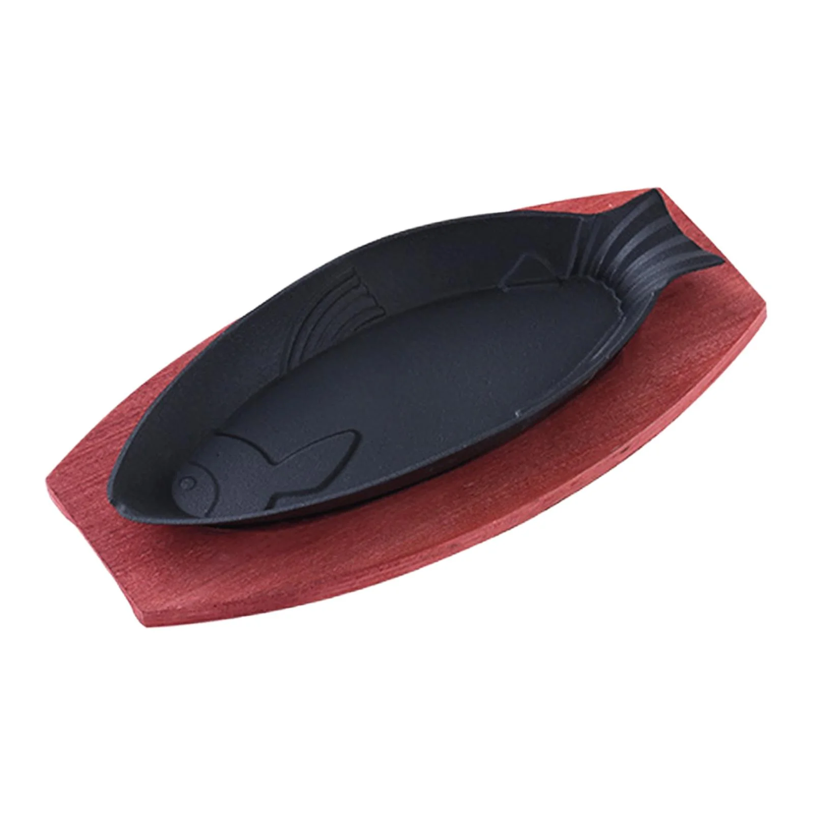 CUTICATE Steak Fry Plate BBQ Grilling Pan Shaped Baking Tools Cast Iron Fajita Pan Steak Serving Plate for Home Stovetops Cooking B