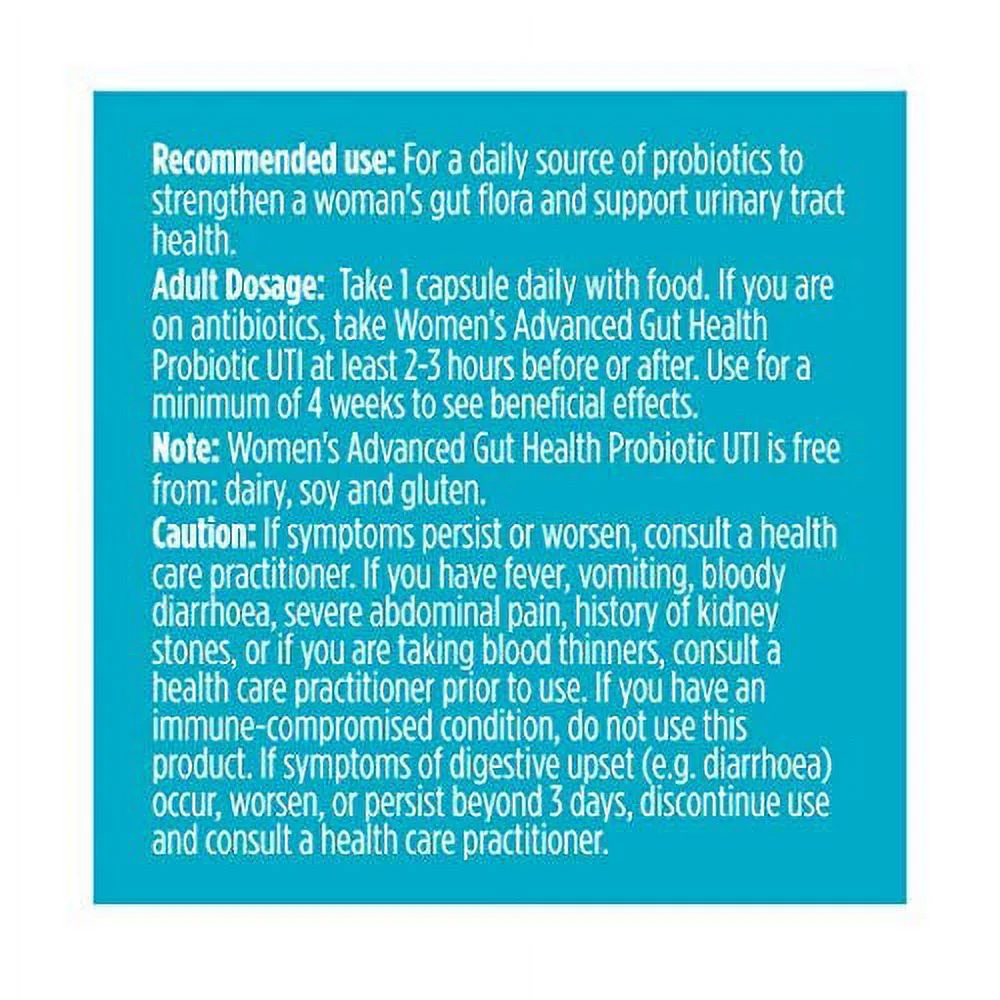 GENUINE HEALTH UTI Women's Advanced Gut Health Probiotic, 30 CT