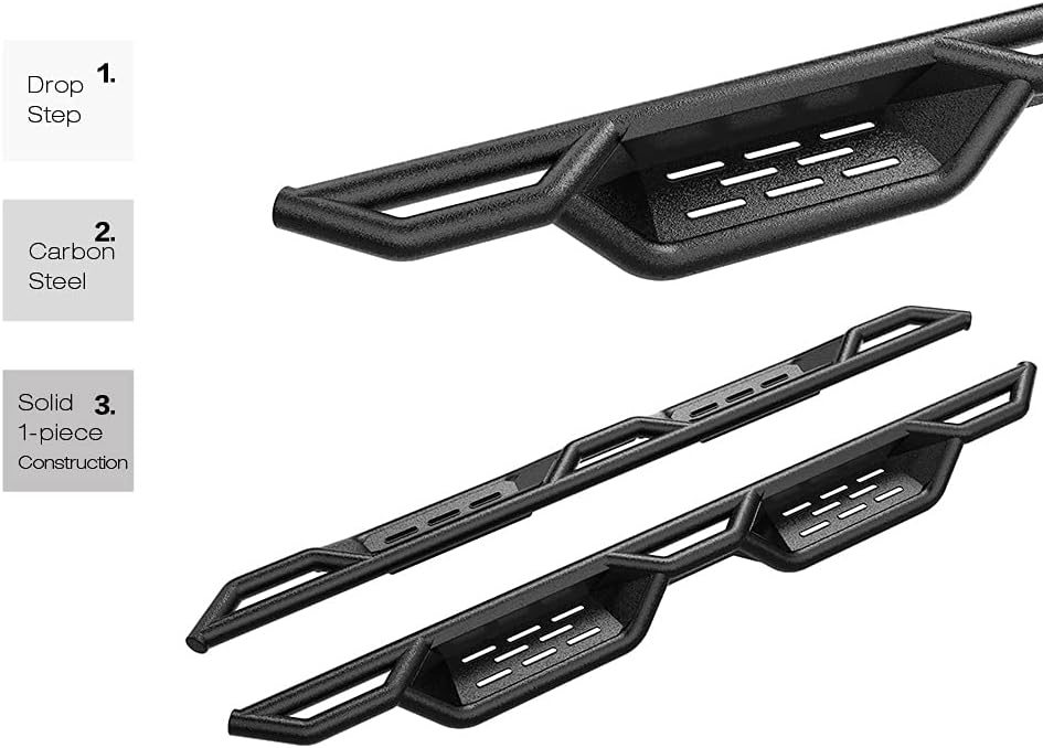 HD Ridez Drop Down Style Running Boards Side Step Rock Slider Compatible with Toyota Tacoma 2005-2022 Double Crew Cab