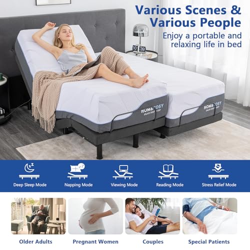 Twin XL Adjustable Beds with Thickened Frame, Adjustable Bed Base with Wireless Remote, Sturdy Metal Separate Head/Foot Lift, Easy Assembly Electric Smart Bed Frame